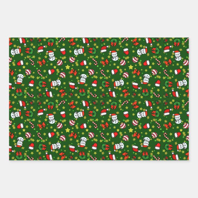 Holiday Snowman Wrapping Paper Sheets (Front 2)