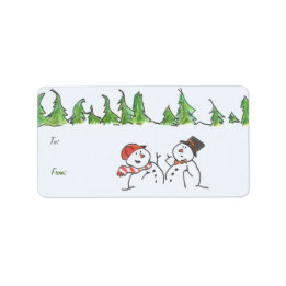 Holiday Snowmen Gift Label