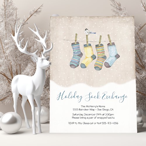 Holiday Sock Exchange Christmas Party Invitation