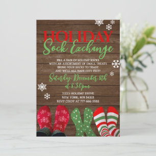 Holiday Sock Exchange Christmas Party Invitation