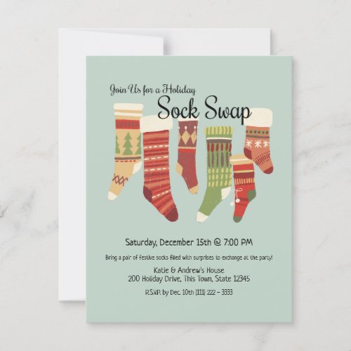 Holiday Sock Exchange Party Invitation