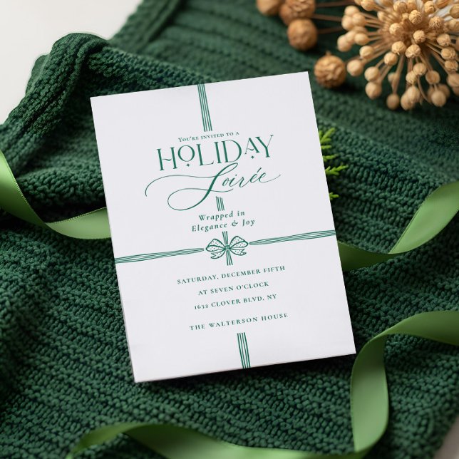 Holiday Soirée Elegant Christmas Bow Present Letterpress Photo Cards (Holiday Soirée Elegant Christmas Bow Present Letterpress Photo Cards)