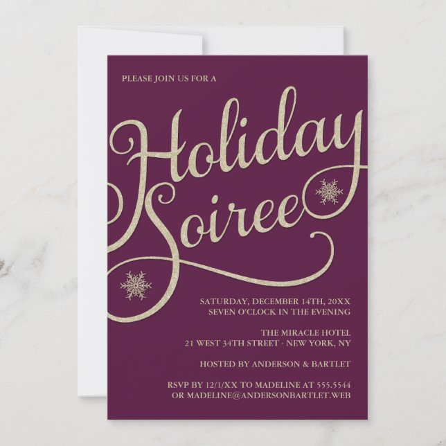 Holiday Soiree Sparkle Christmas Party Invitation (Front)