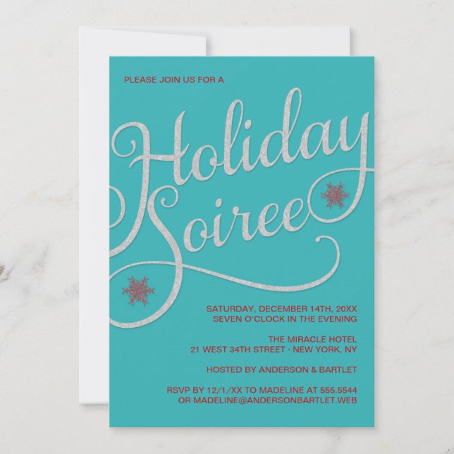 Holiday Soiree Sparkle Christmas Party Invitation (Front)