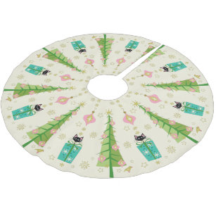 Holiday Sparkle Cats by studioxtine Brushed Polyester Tree Skirt