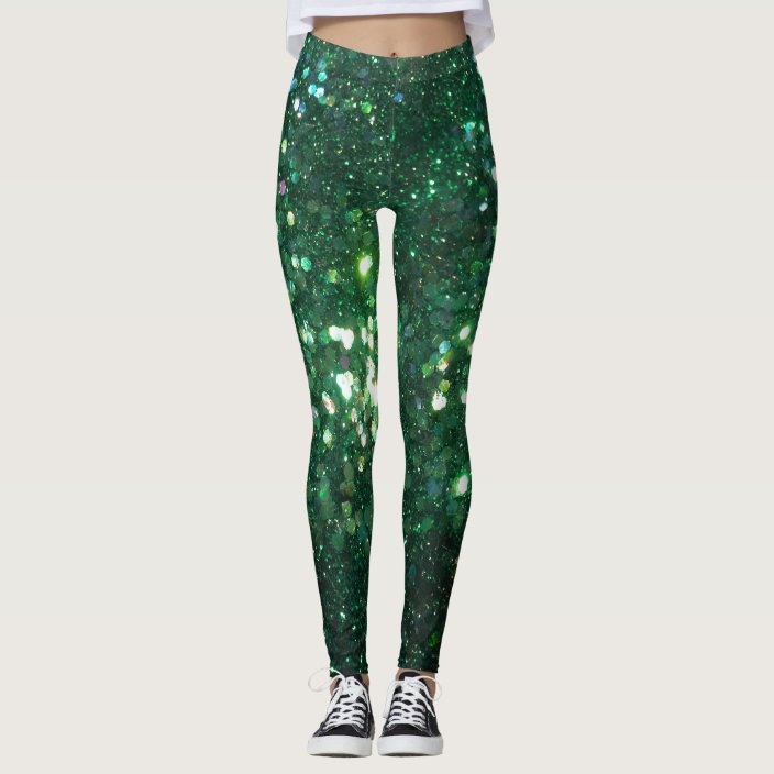 green sparkle leggings