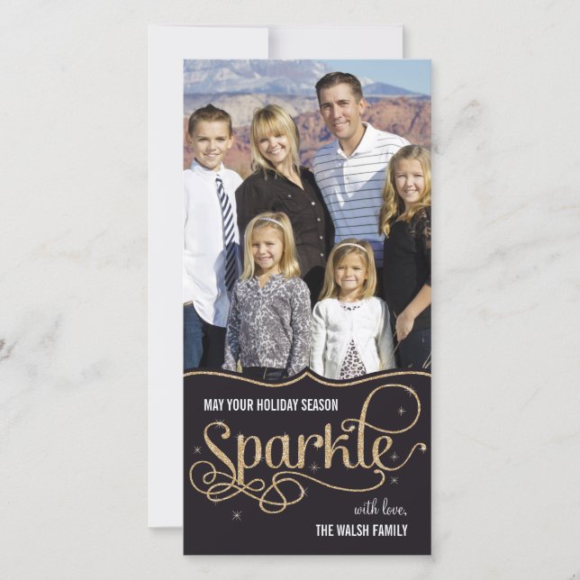 Holiday Sparkle Holiday Photo Card - Black (Front)