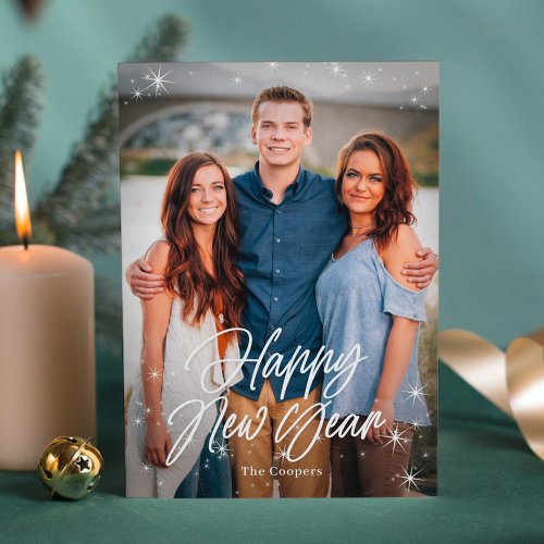 Holiday Sparks Happy New Year Photo Card