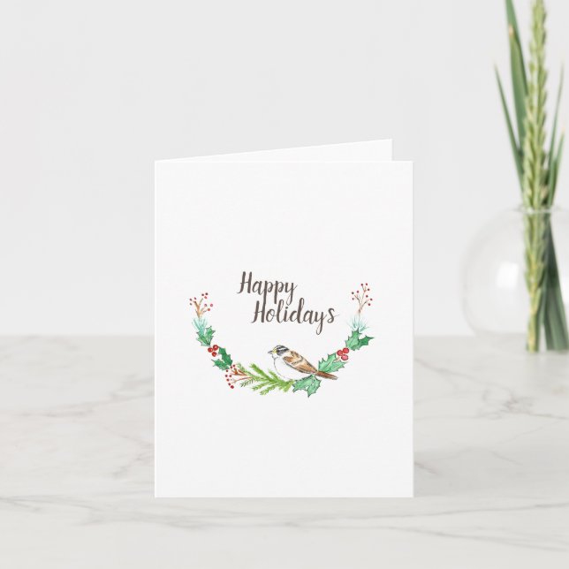 Holiday Sparrow Folded Note Card (Front)