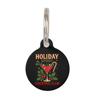 Holiday Spirit Cocktail Club Cheers Christmas Pet ID Tag