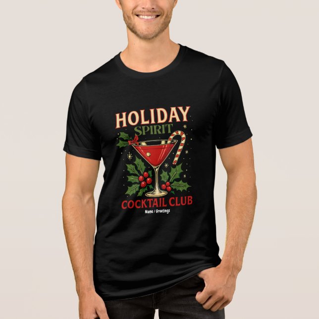 Holiday Spirit Cocktail Club Cheers Christmas  Tri-Blend Shirt (Front)