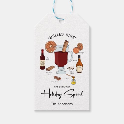 Holiday Spirit Mulled Wine Holiday Gift Tags