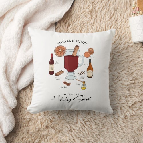 Holiday Spirit Mulled Wine Holiday Throw Pillow