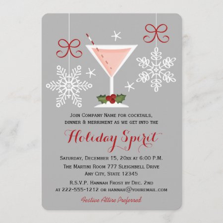 Holiday Spirit Pink Martini Corporate Party Invitation
