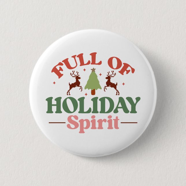 Holiday Spirit Retro Groovy Christmas Holidays Button (Front)