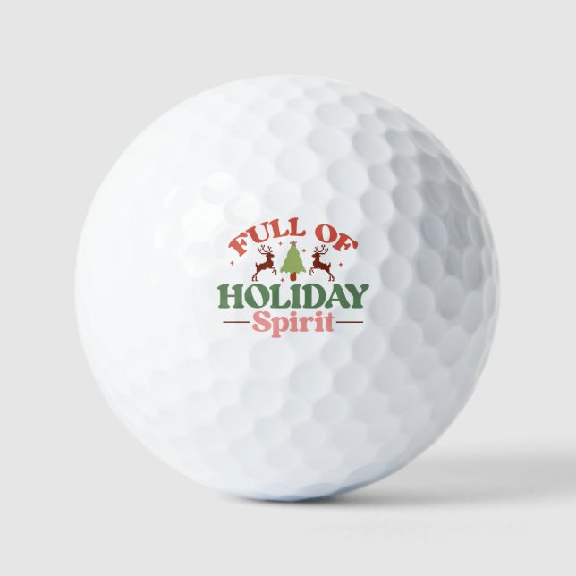 Holiday Spirit Retro Groovy Christmas Holidays Golf Balls (Front)