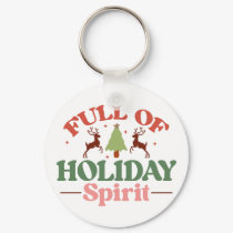Holiday Spirit Retro Groovy Christmas Holidays Keychain