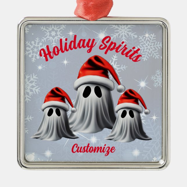 Holiday Spirits Metal Ornament (Front)