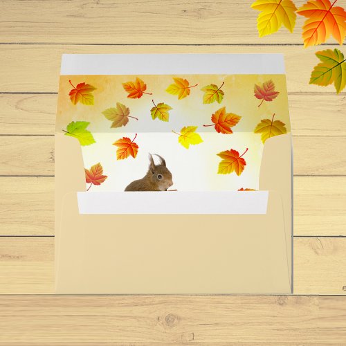 Holiday Squirrel  Fall Leaves  Envelope