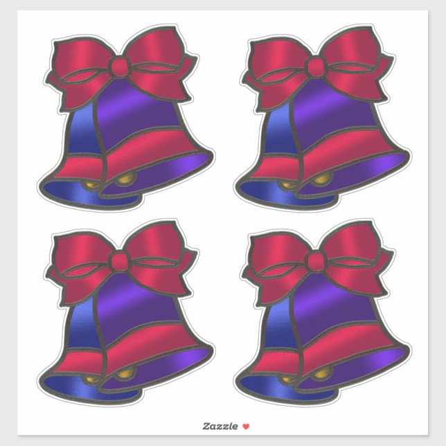 Holiday Stained Glass Look Bells Sticker (Sheet)