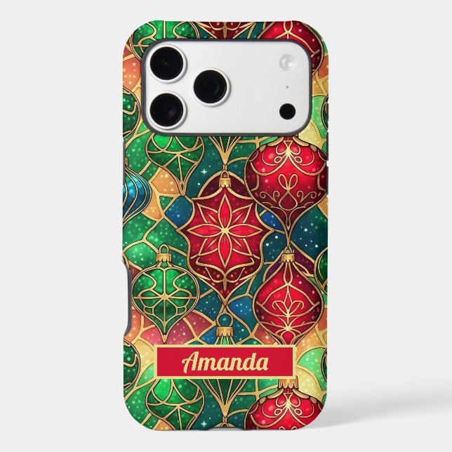 Holiday Stained Glass Ornament Pattern Case-Mate iPhone Case (Back)