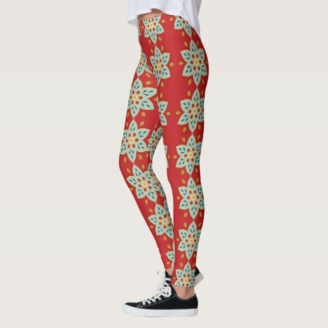Holiday Star Leggings - Christmas Ornament Design (Left)