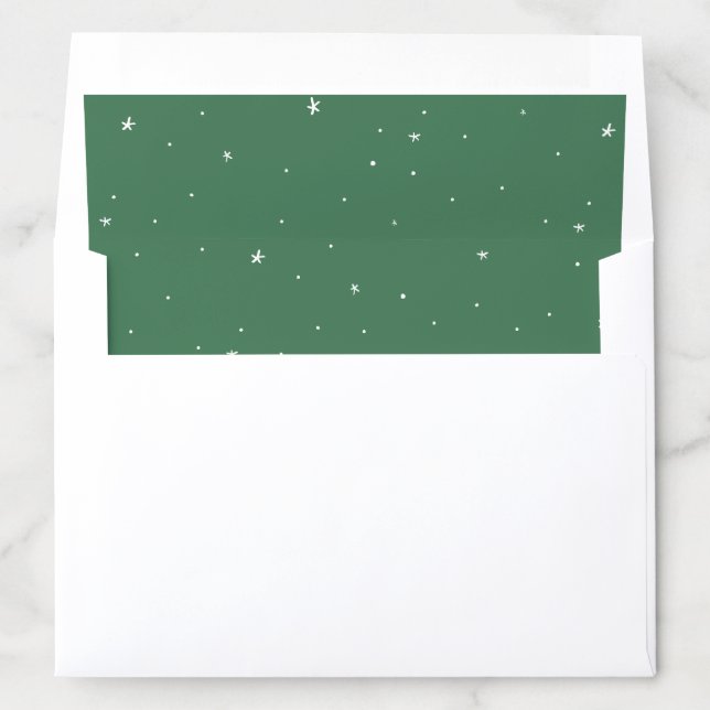 Holiday stars and dots green Christmas card Envelope Liner (In Envelope)