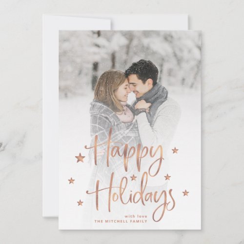 Holiday Stars  Handwritten Script and Photo Card