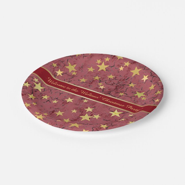 Holiday Stars ⭐ text customizable Paper Plates (Angled)