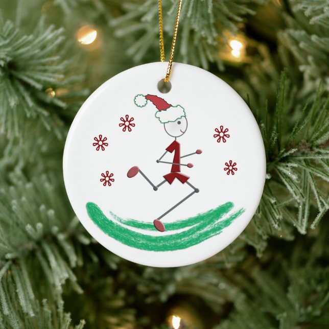 Holiday Stick Runner Guy - front and back Ceramic Ornament (Tree)
