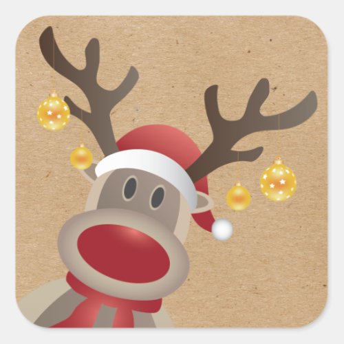 Holiday Stickers_ Rudolph the Red Nosed Reindeer Square Sticker