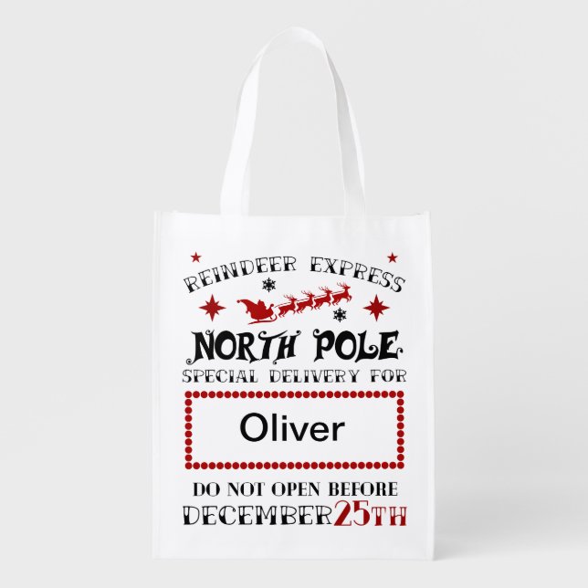 Holiday Stocking Alternative Grocery Bag (Front)