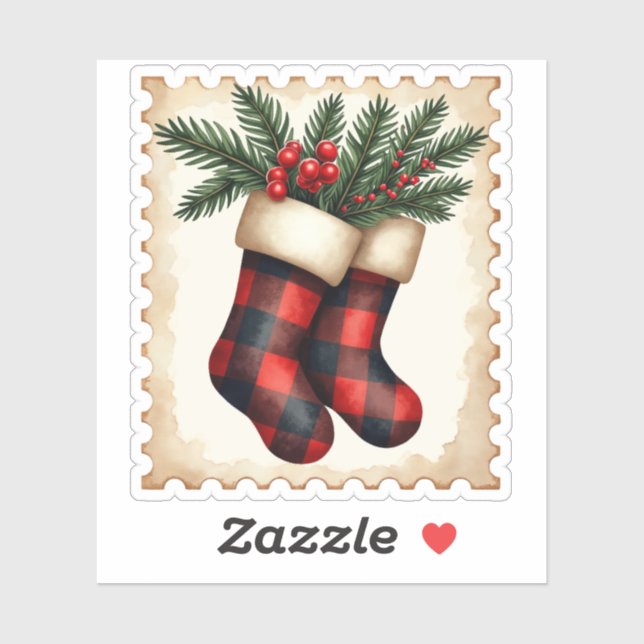 Holiday Stocking Stamp Sticker (Sheet)