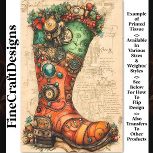 Holiday Stocking Steampunk Vibe BL5 Decoupage Tissue Paper