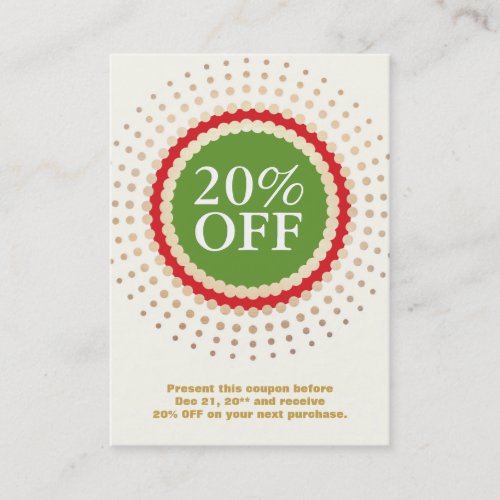 Holiday Store Coupon Business Card