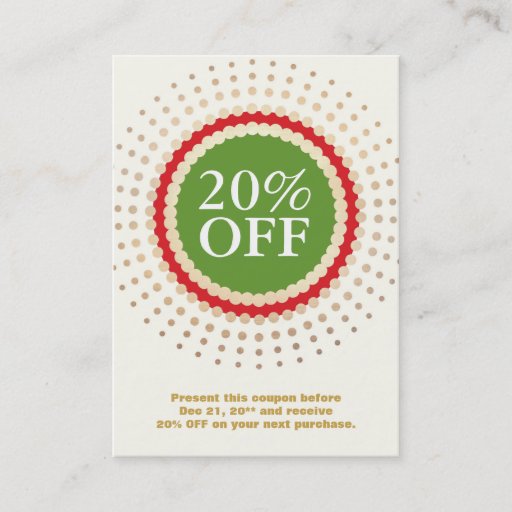 Customizable Holiday Store Coupon Business Card
