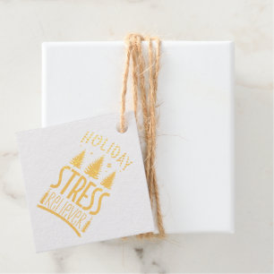 Holiday Stress Reliever Gold Foil Favor Tags