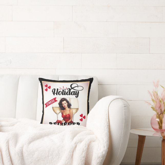 Holiday Stress Reliever Pinup Throw Pillow (Couch)