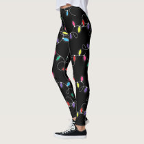 holiday string lights all over printed leggings
