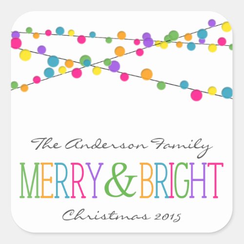 Holiday String Lights Merry Bright Holiday Sticker