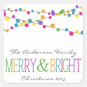 Holiday String Lights Merry Bright Holiday Sticker
