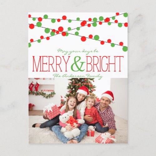 Holiday String Lights Merry Bright postcard