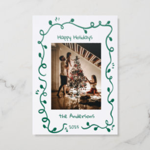 Holiday String Lights Photo Letterpress Card