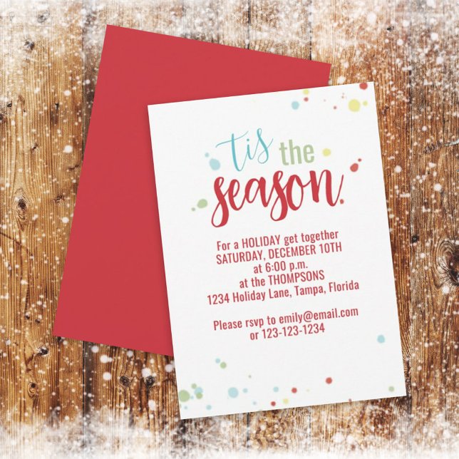 Holiday String Lights Tis the Season Colorful Cute Invitation (Creator Uploaded)