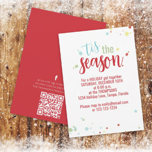 Holiday String Lights Tis the Season QR Code Cute Invitation