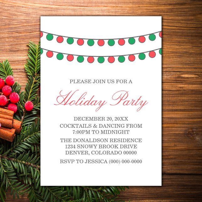 Holiday String of Lights Party Invite (Holiday String Lights Party Invite)