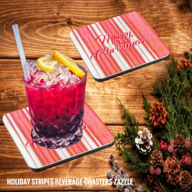Holiday Stripes Beverage Coaster (Creator Uploaded)