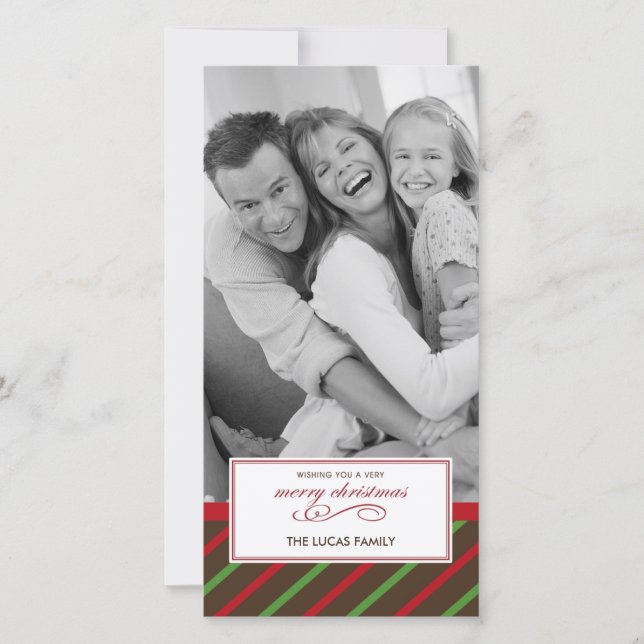 Holiday Stripes Christmas Card (Front)