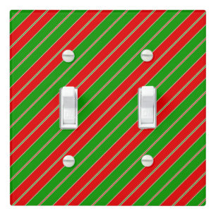 Holiday stripes in red and green light switch cover