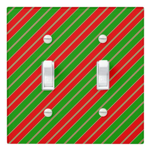 Holiday stripes in red and green light switch cover